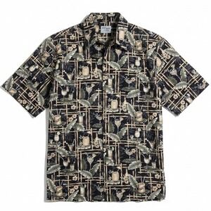 Windham‎ Pointe Tropical Cocktail Bamboo Print Cotton Button Down, Men's Small